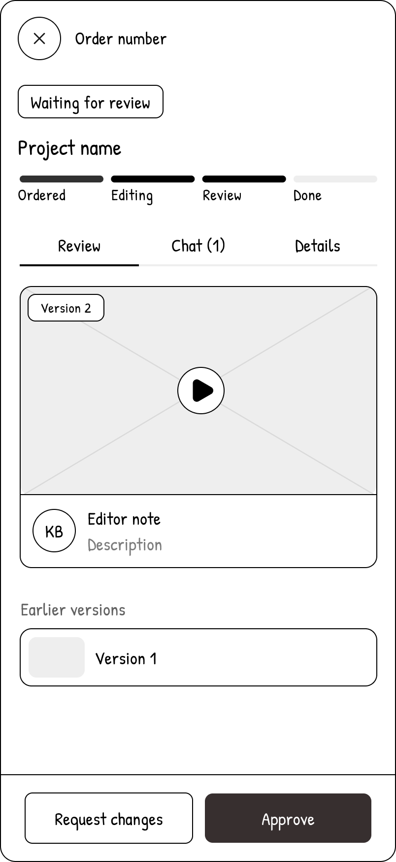 Wireframe: Order in process
